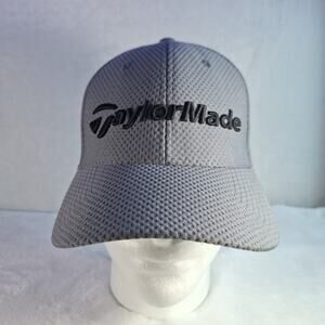 TaylorMade M1 TP5 Stitched Logo Flex Golf Hat S/M Gray Black